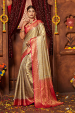Load image into Gallery viewer, Elegance Redefined: Crafted Solid Silk Zari Weave
