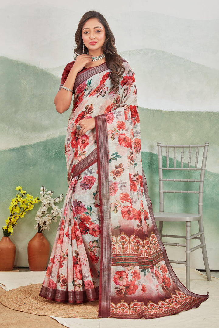 Pure Linen Saree For Every Occasion in Brown