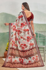 Load image into Gallery viewer, Pure Linen Saree For Every Occasion in Brown
