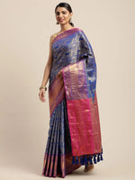 Load image into Gallery viewer, Banarasi Kanchi Ethnic Zari Motif Royal Blue Colour Festive Wear Saree
