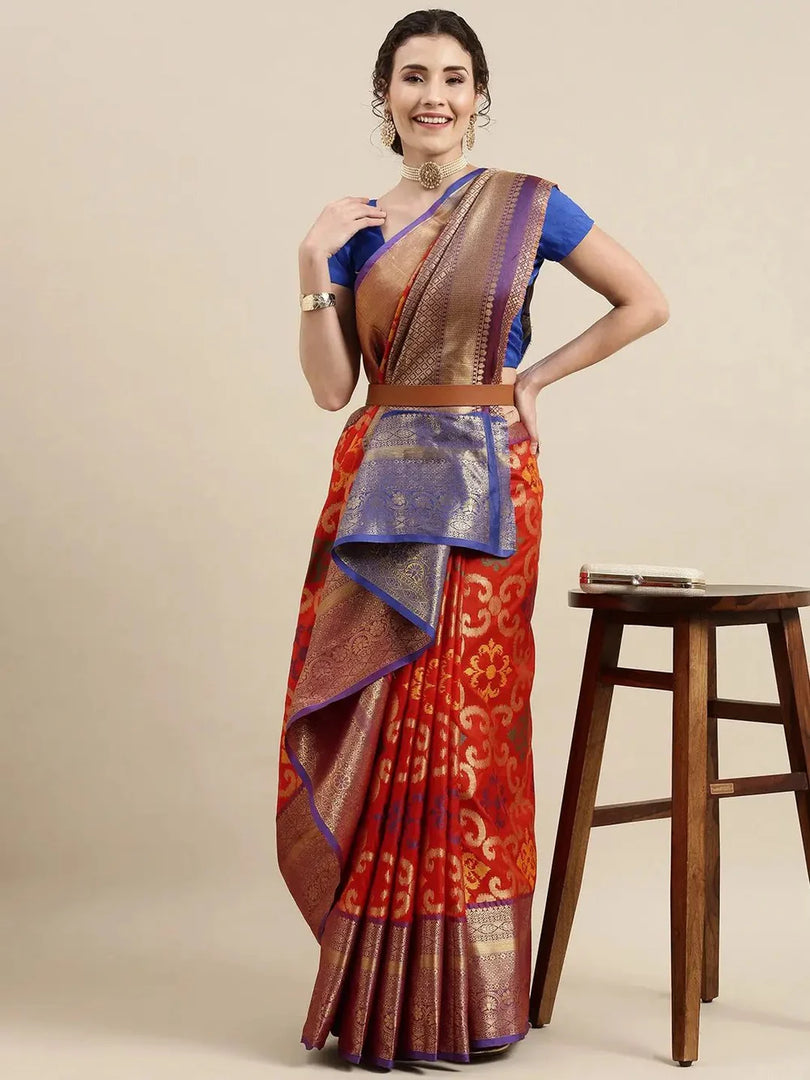 Exclusive Red Colour Dharmavaram Soft Silk Festive Wear Saree