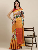 Load image into Gallery viewer, Designer Kalamkari Print Pattu Banarasi Silk Saree
